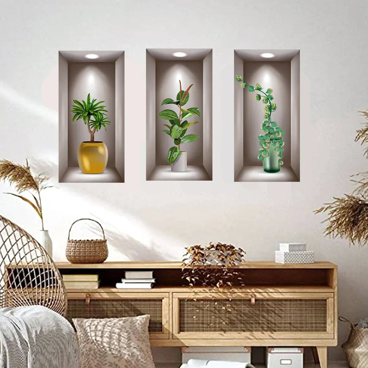 Wall Art Stickers Simulate 3D Three-dimensional Potted.