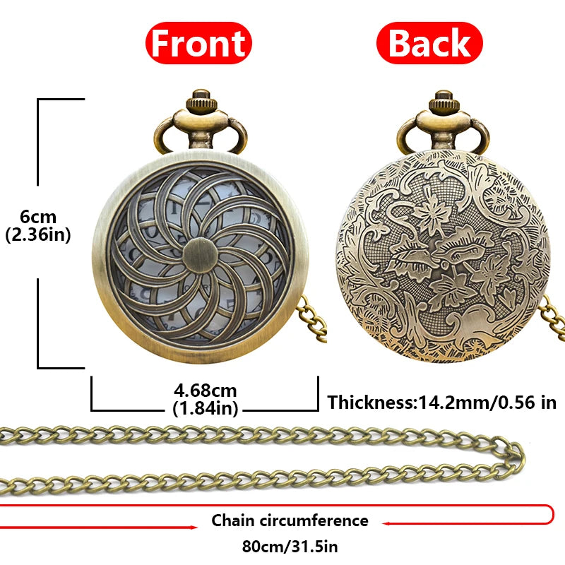 Vintage Bronze Clamshell Creative Hollowed-Out Fashion Male And Female Students Gift Quartz Necklace Pocket Watch