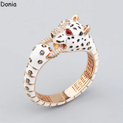 Donia Jewelry European and American fashion leopard titanium steel micro-set zircon animal luxury bracelet