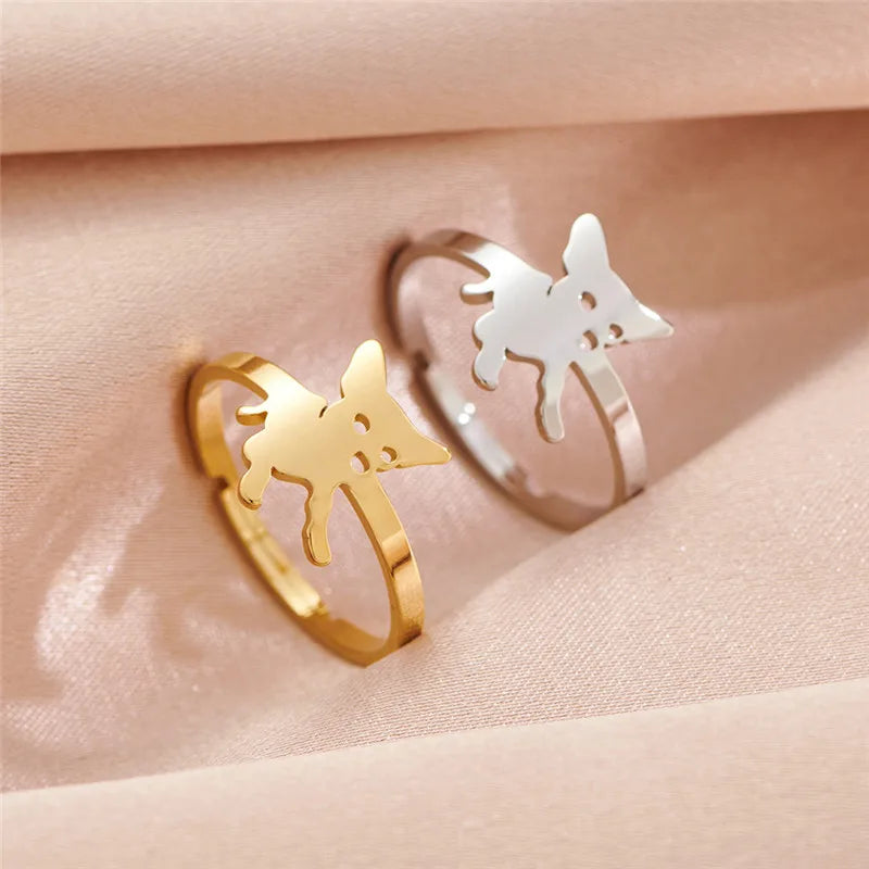 Cute French Bulldog Open Rings for Women.