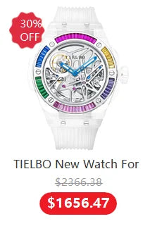 TIELBO Luxury Crystal Diamond Automatic Tourbillon Movement Man Watch