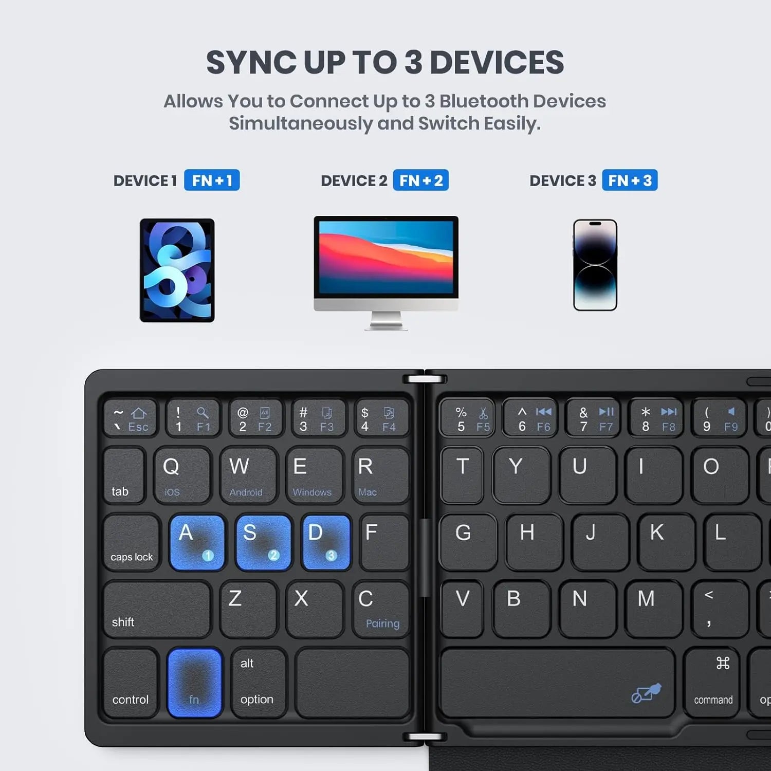 Portable Full Size Folding Keyboard with Touchpad.