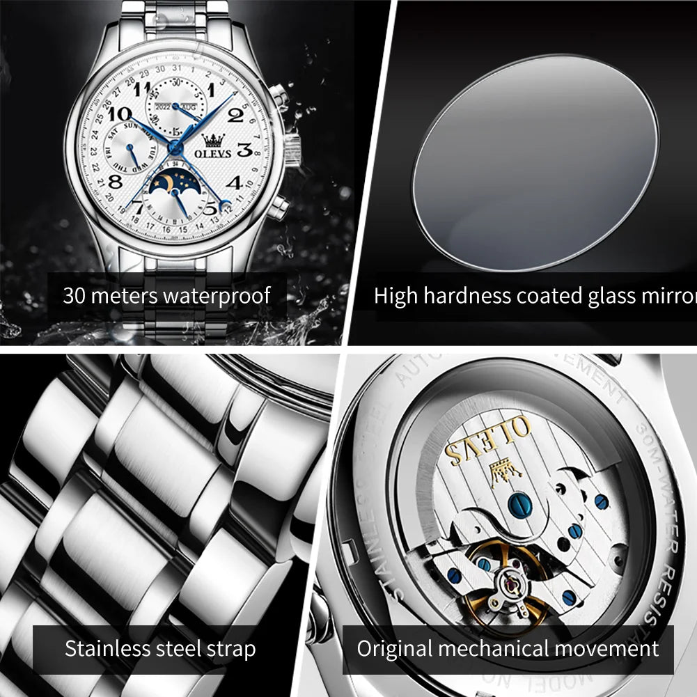 OLEVS Men's Watches Business Multifunctional Automatic Mechanical Watch.