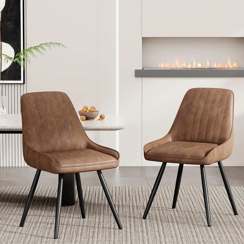 Brown Modern Dining Chairs Set of 2.