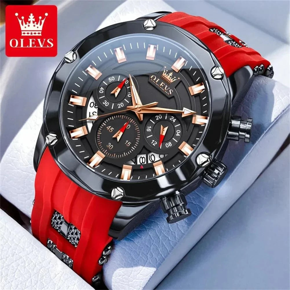 OLEVS 9991 Fashion Sport Quartz Watch For Men 45mm Big Dial Chronograph Date Hand Clock Waterproof Original Man Watches 2024