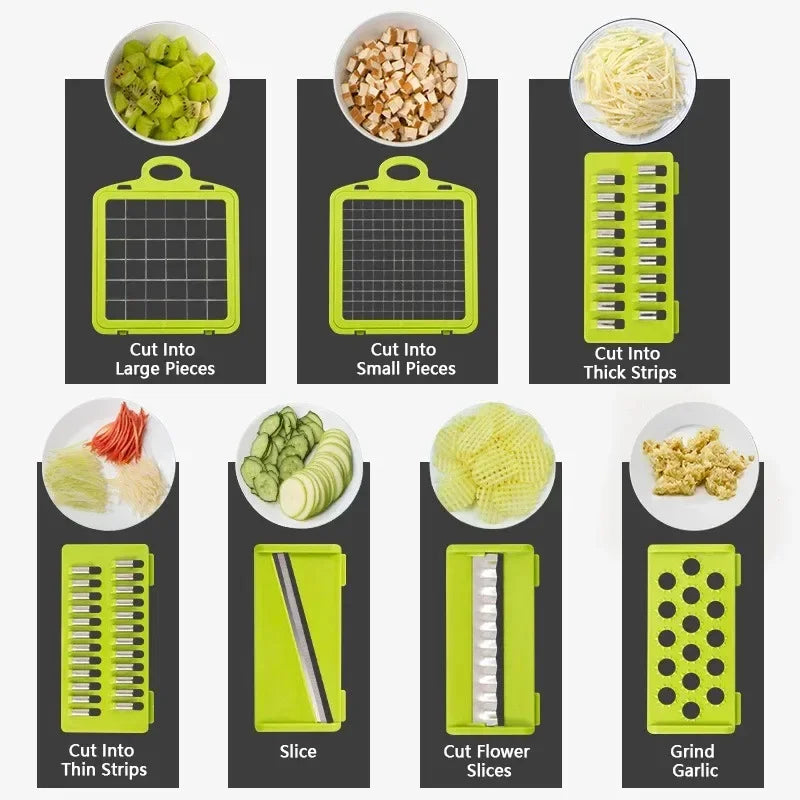 Vegetable chopper, Multi-functional chopper, Kitchen gadget, Food processor, Slicing dicer, Chopping tool, Meal prep, Kitchen accessories, Versatile chopper, Manual chopper, Vegetable slicer, Dicing blades, Cooking utensil, Easy clean, Compact design,