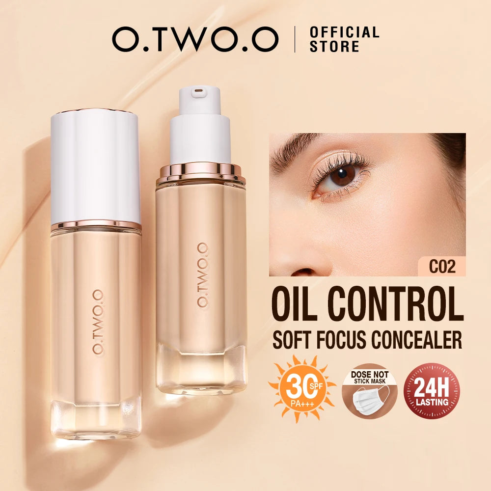 O.TWO.O Liquid Foundation Cream for Face 30ml High Coverage Makeup Base Sunscreen SPF30 Waterproof Concealer Makeup Foundation