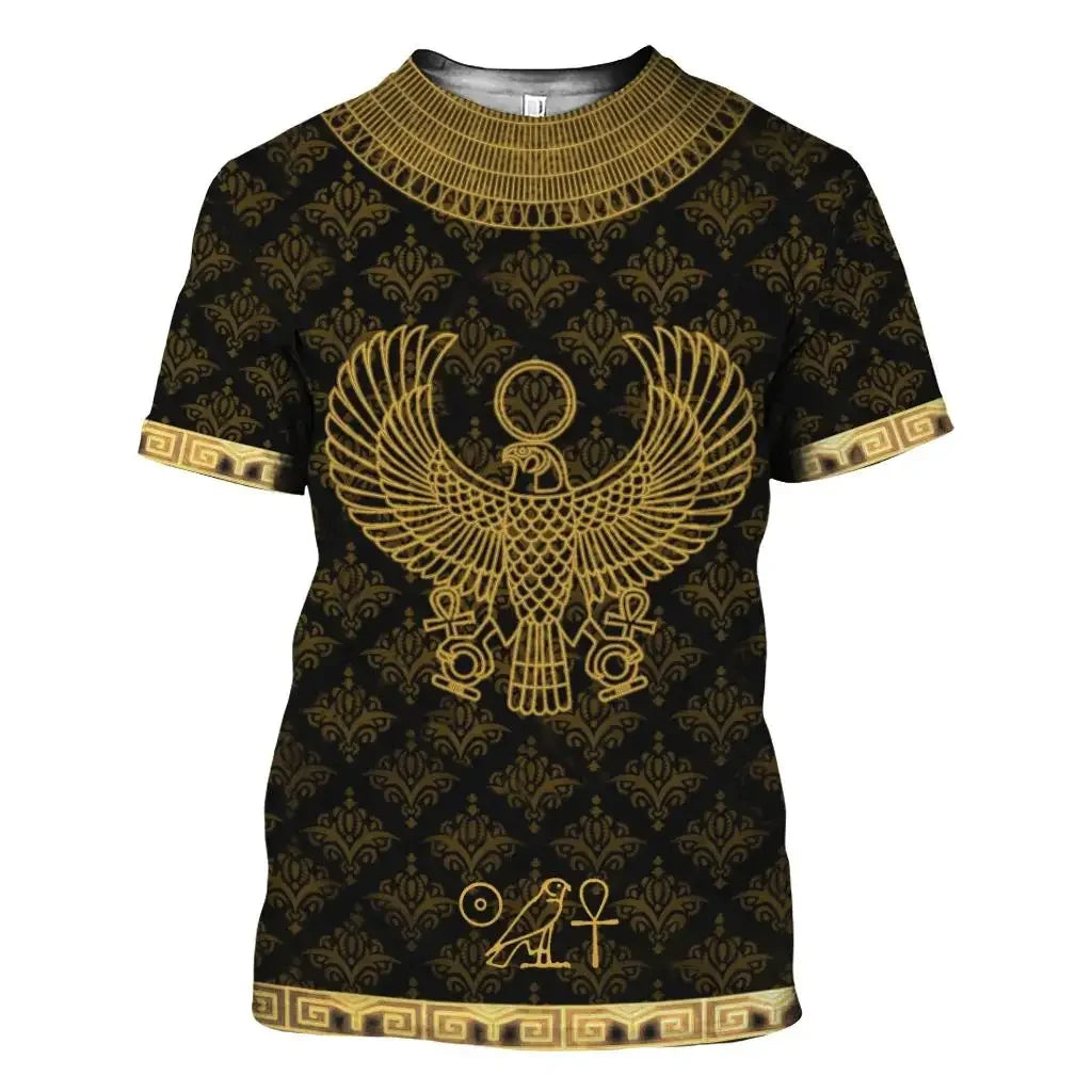 Fashionable Egyptian Wind Pictures For Men's T-Shirts Trend Digital Printing Casual Round Neck Short Sleeved Tops