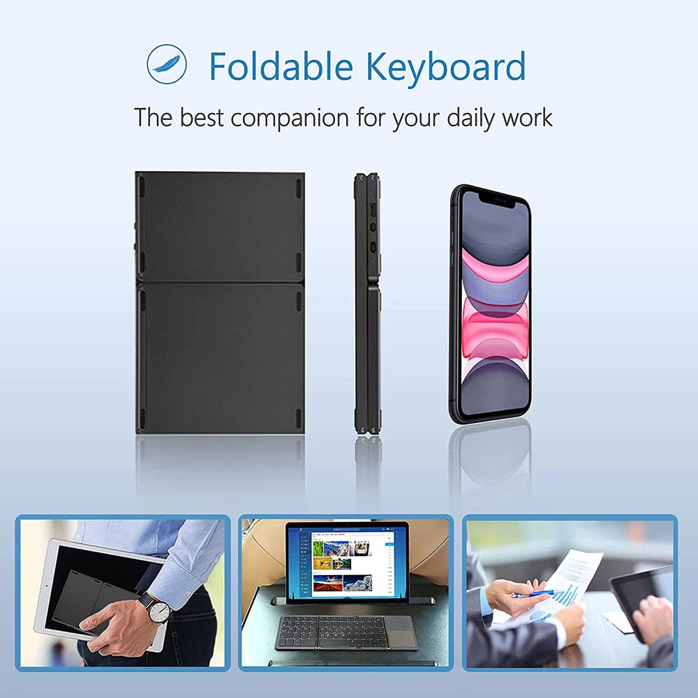 New Portable Mini Three Folding Bluetooth Keyboard.