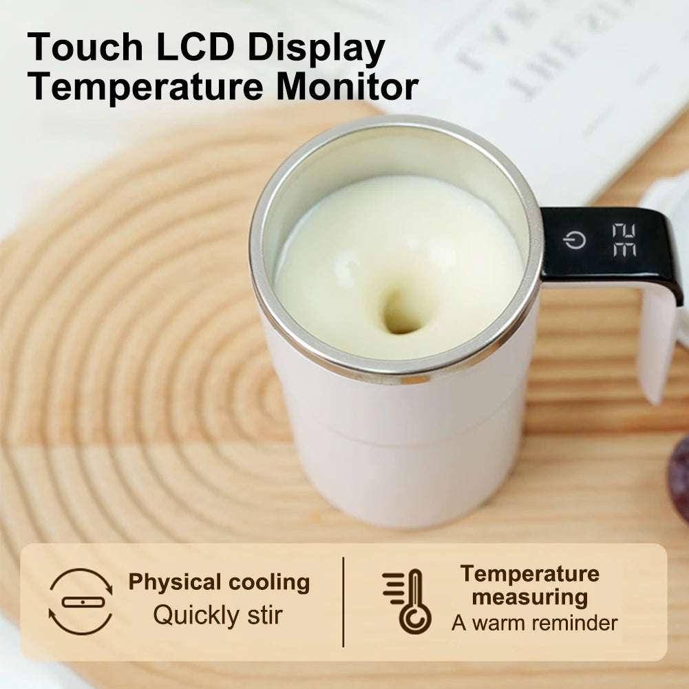 Magnetic Self Stirring Coffee Mugs Portable Automatic Mixing Cup Rechargeable Self Stirring Cup With Thermometer For Home Office