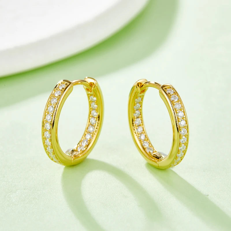 Fashion Moissanite Hoop Earrings 925 Sterling Silver Plated 18K Gold Women's Earrings Three Colors Optional Versatile Jewelry