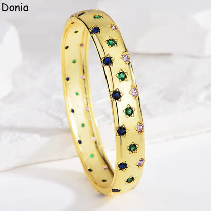 Donia jewelry new European and American fashion creative inlaid zircon emerald open bracelet palace luxury jewelry bracelet