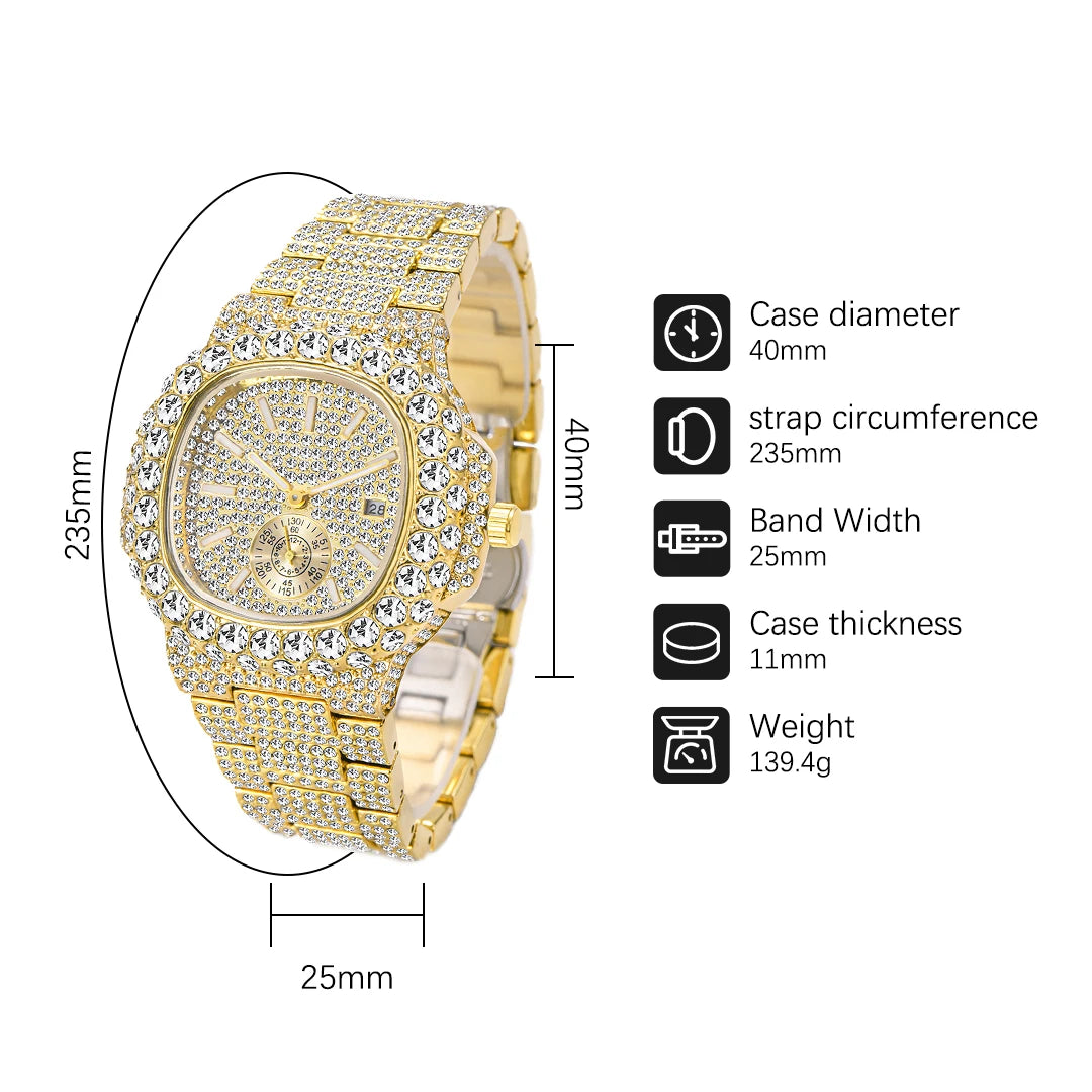 Gold Men's Watch Luxury Big Stylish.