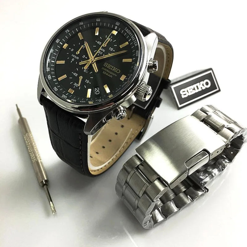 Seiko Quartz Watch Three Eyes Chronograph Series SSB385P1