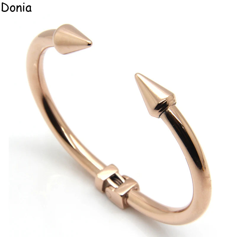 Donia Jewelry European and American Fashion Four Color Arrow Adjustable Titanium Steel Rivet Bracelet Punk Bracelet