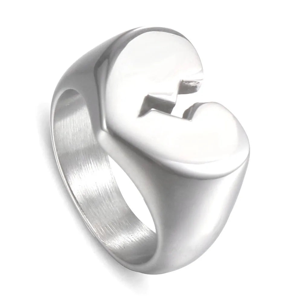 Titanium Steel Broken Heart Rings for Men Women Unisex Lover Jewelry Drop Shipping Size 6-9