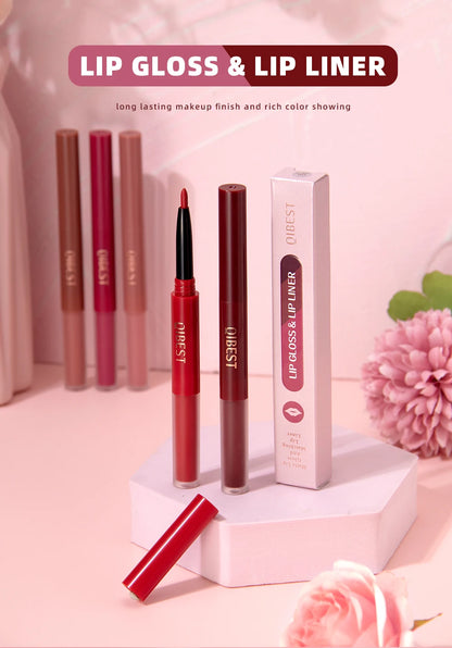 6 Colors Double-end Lip Gloss Waterproof Lipstick.