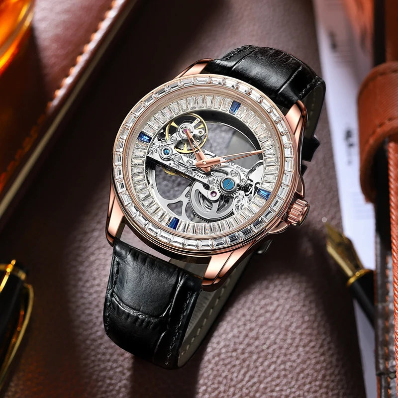 Men's Double-Sided Skeleton Mechanical Watch.