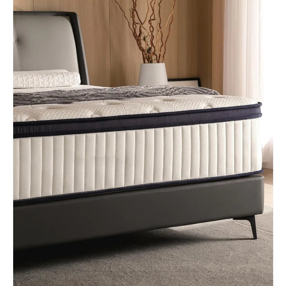 Queen Mattress,12 Inch Queen Size Mattresses Memory Foam Hybrid White Mattress in a Box,Provide Support Improve Sleep Mattresses