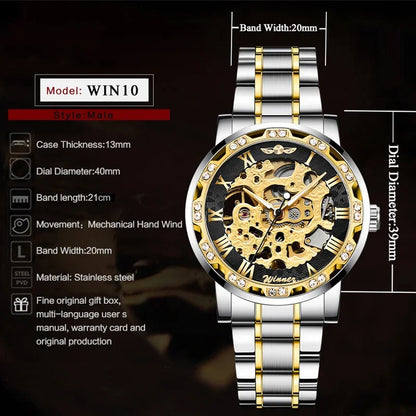 Winner Transparent Fashion Diamond Wrist Watch.