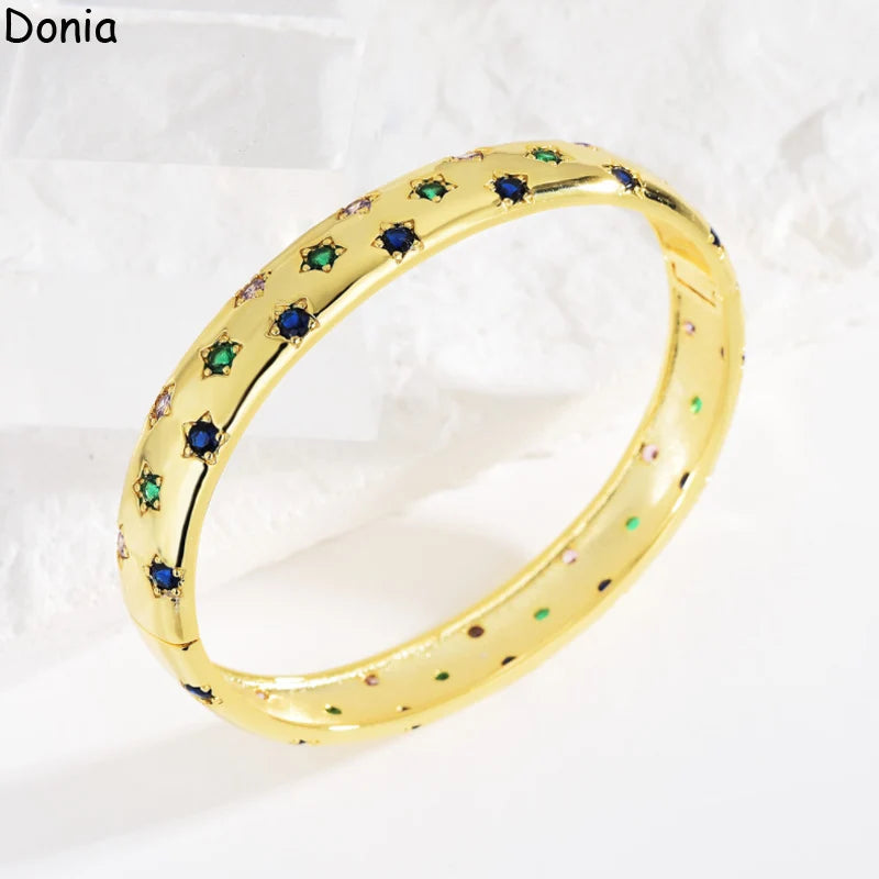 Donia jewelry new European and American fashion creative inlaid zircon emerald open bracelet palace luxury jewelry bracelet