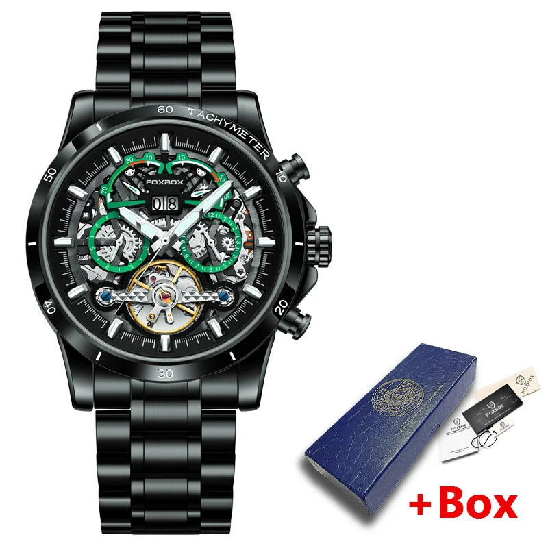 LIGE Mechanical Watches Chronograph Watch for Men Automatic Men&