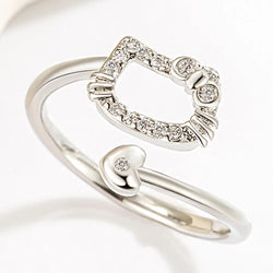 Silver Cat Opening Adjustable Ring jewelry.