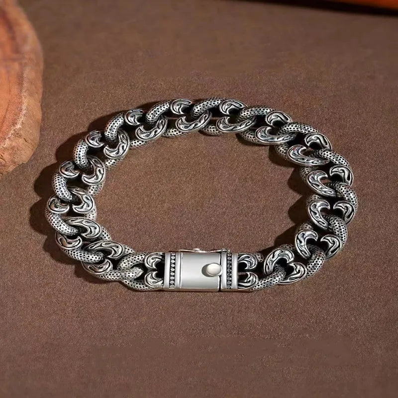 Silver Personality Love Pattern Bracelet Male