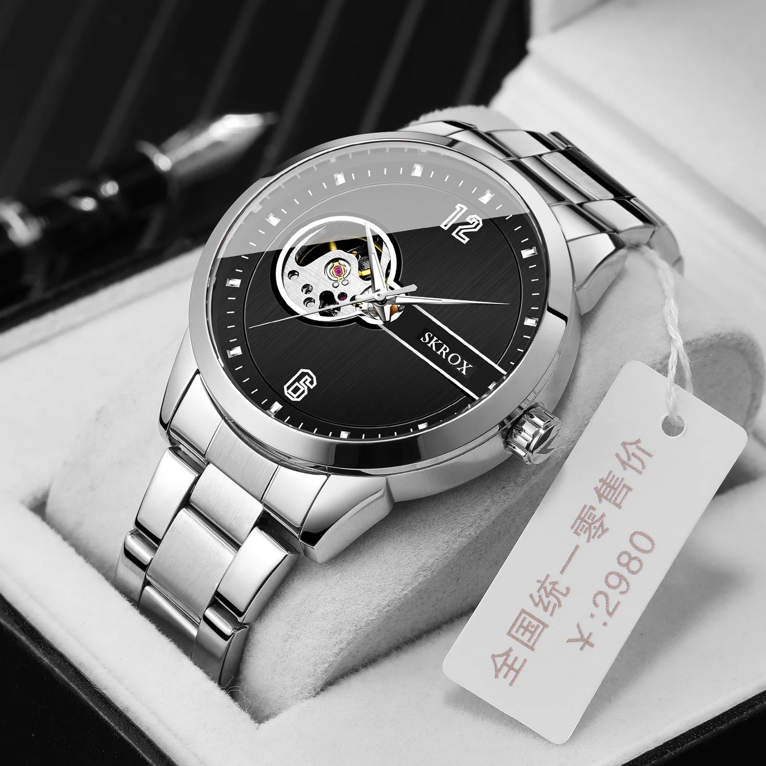 Authentic Tourbillon Mechanical Wristwatches stainless steel.