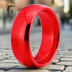 8mm Red Tungsten Carbide Wedding Band