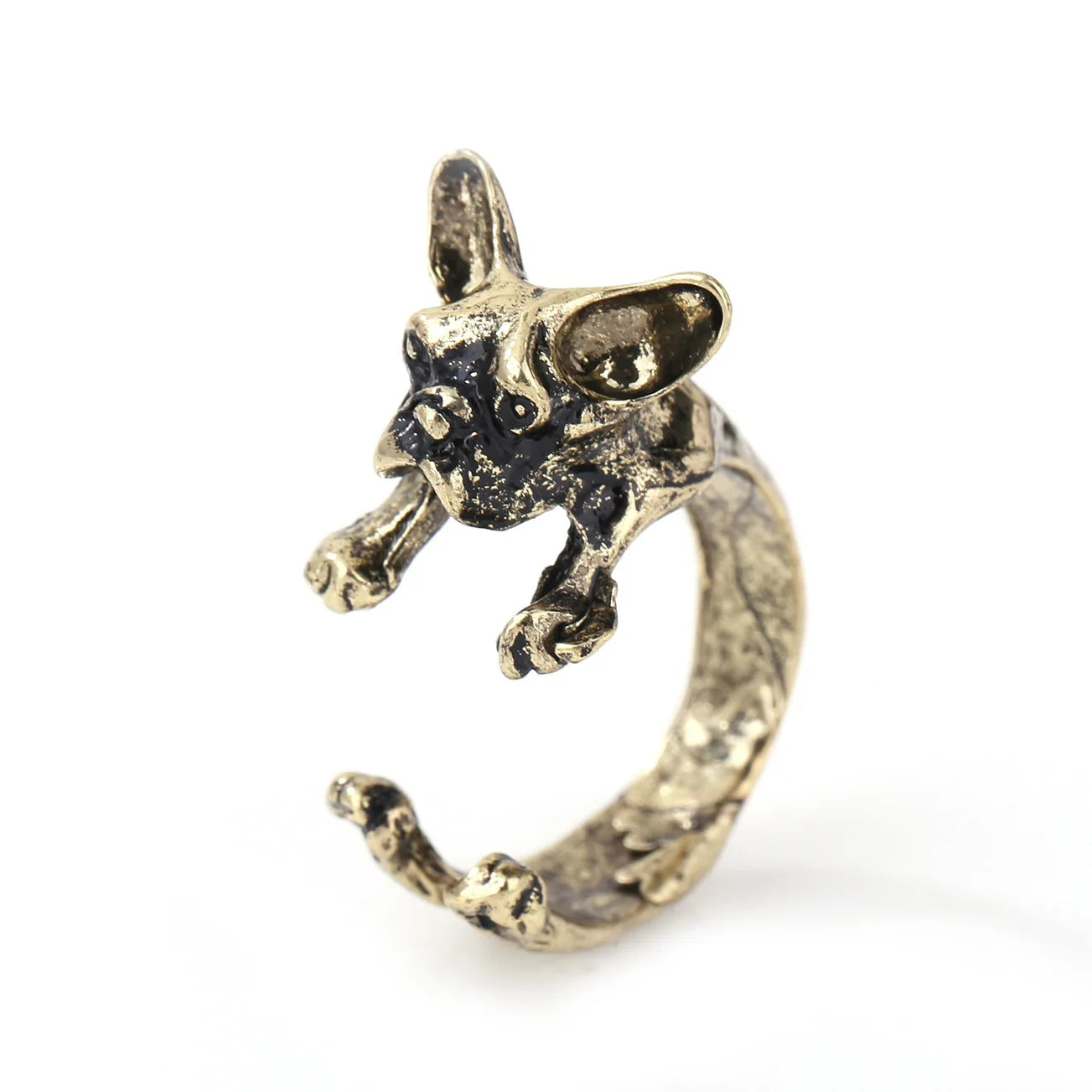 Vintage German Shepherd Blue Dog Wrap Ring.