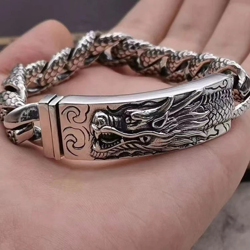 Original Retro Silver Bracelet Male Jewelry Dragon.