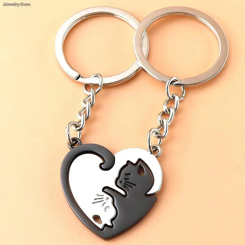 Cute Black Cat Couple Keychain