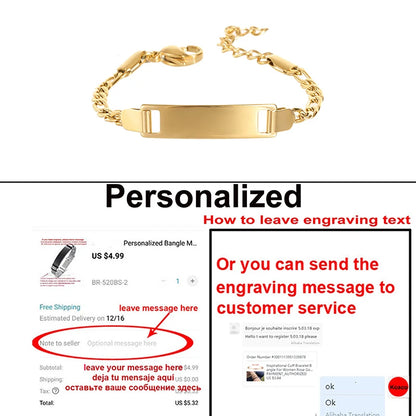 Customized Engrave Name Men Women Bracelets Stainless Steel Cuban Chain Personalized ID Bracelet Fashion Party  Jewellery Gift