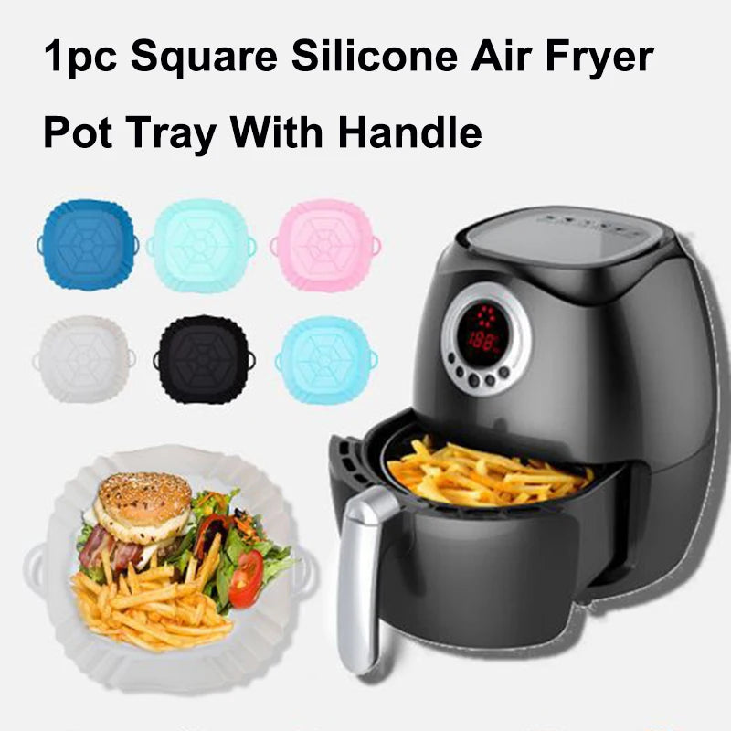 Silicone air fryer tray, Air fryer pot with handle, Reusable silicone tray, Eco-friendly air fryer accessory, Non-stick air fryer tray, Food-grade silicone pot, Easy-clean air fryer basket, Kitchen silicone gadget, Air fryer replacement tray, Heat-resistant air fryer pot, Dishwasher safe air fryer accessory, Silicone cooking tray, Air fryer bakeware, Silicone food container, Cooking tool for air fryer,