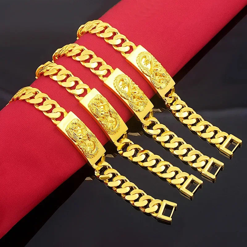 Luxury Pure Gold Color Dragon Bracelets Jewelry