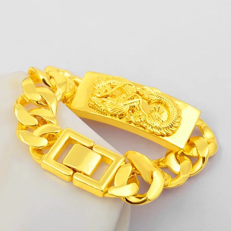 Luxury Pure Gold Color Dragon Bracelets Jewelry