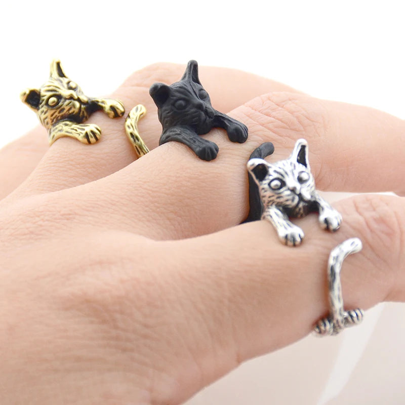 Vintage Pet Cat Ring Animal Design.