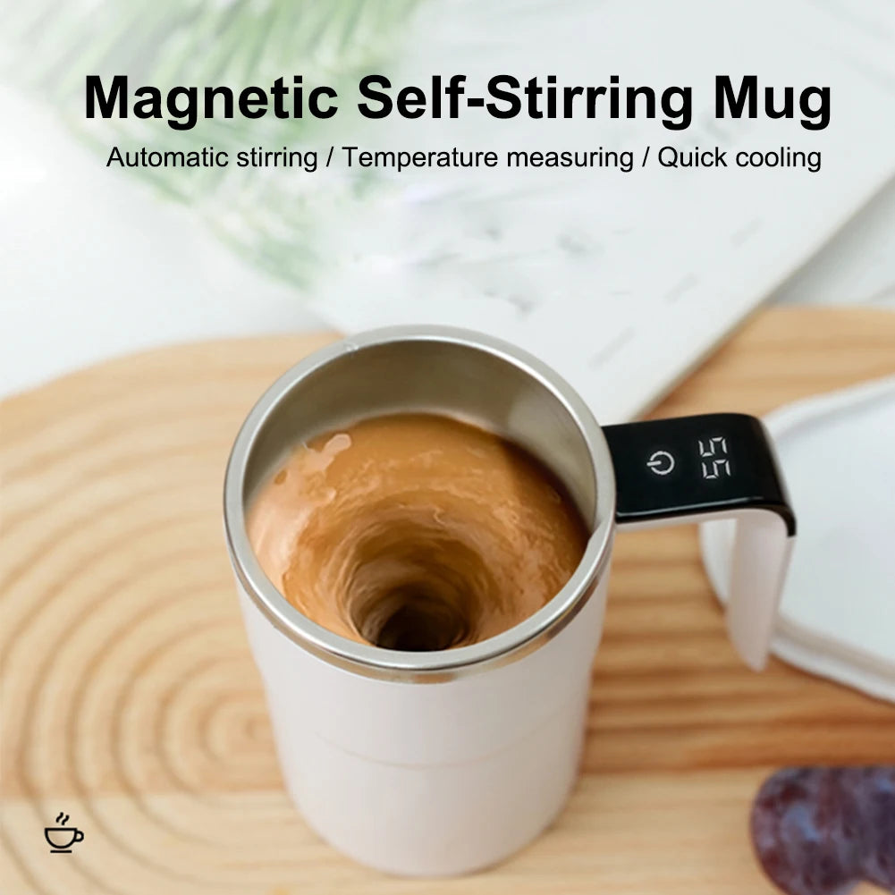 Magnetic Self Stirring Coffee Mugs Portable Automatic Mixing Cup Rechargeable Self Stirring Cup With Thermometer For Home Office