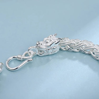 Pure Silver Bracelet Women Men Dragon.