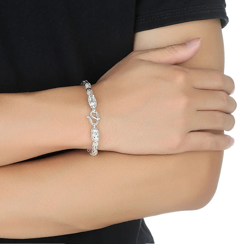 New Silver Bracelet Men Chinese Style