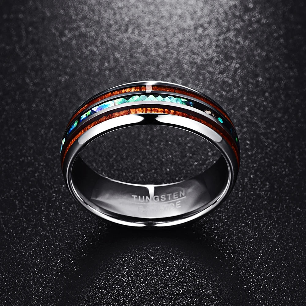 Tungsten Carbide Ring with Hawaiian Wood.