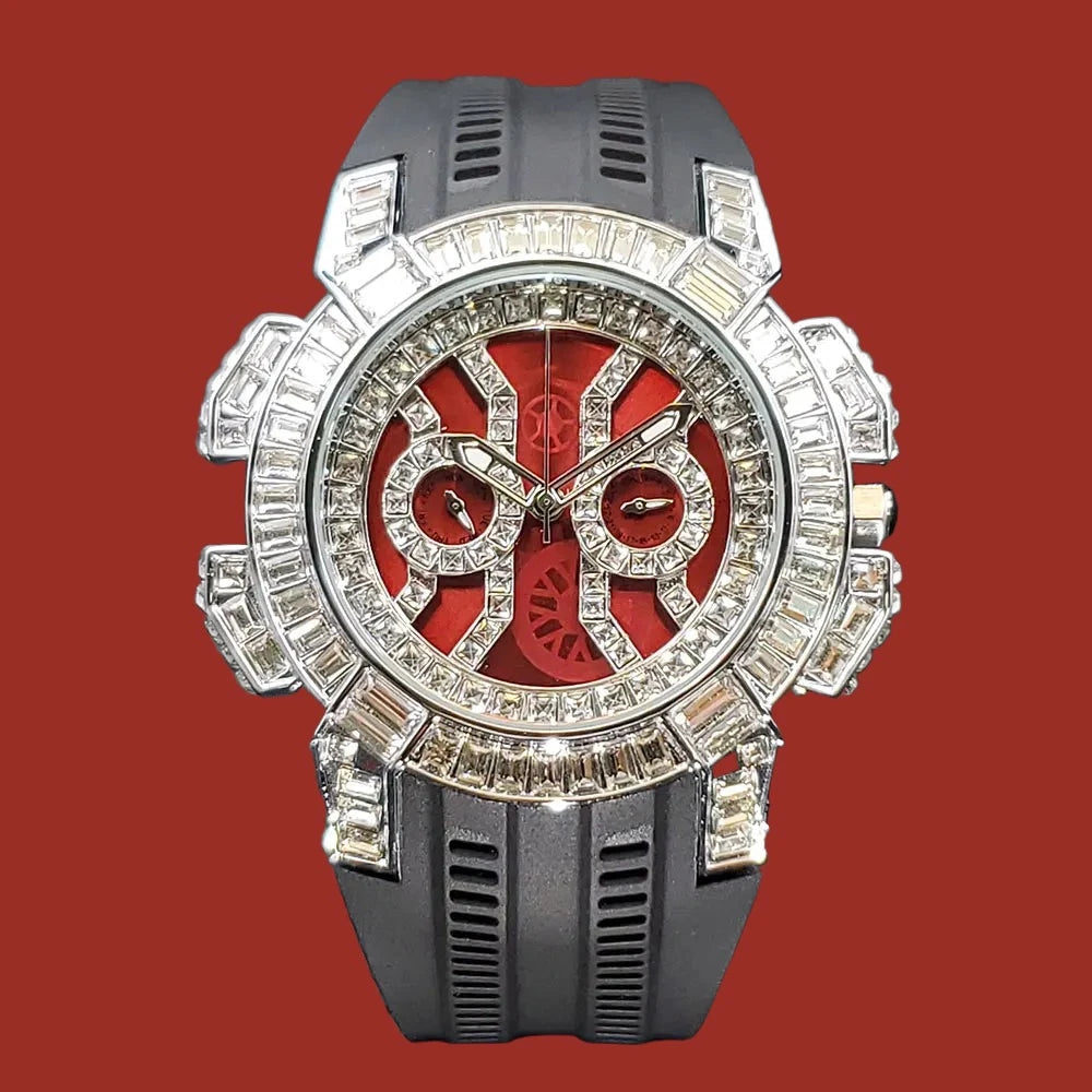 Men's Quartz Watches With Red Face.