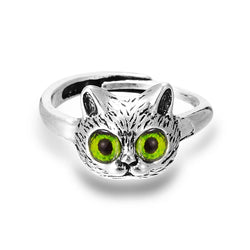 New Cute Silver Color Kitty Cat Animal Rings.