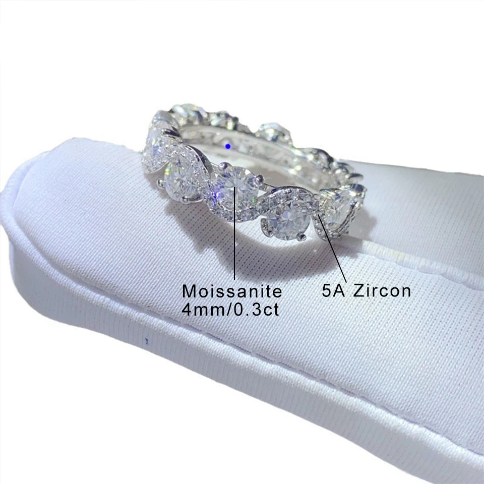 4mm Color Moissanite Row Ring for Women.