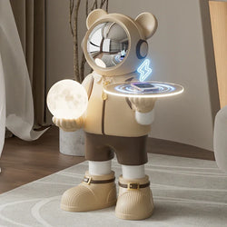 Style Large Bear Model Spaceman Figurines Moon Lamp Light Luxury.