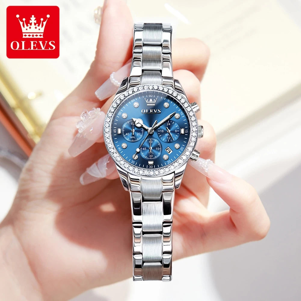 OLEVS Women Watches  Luxury Silver Watch