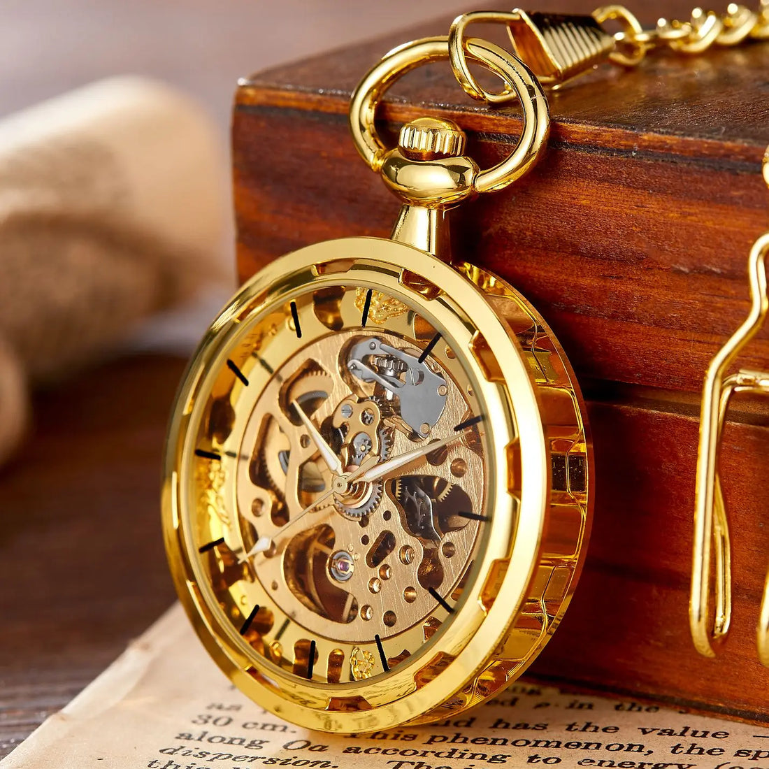 Retro Steampunk Skeleton Mechanical Pocket Watch