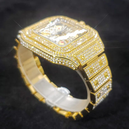 Square Full Diamond Watches For Men Luxury Fashion.