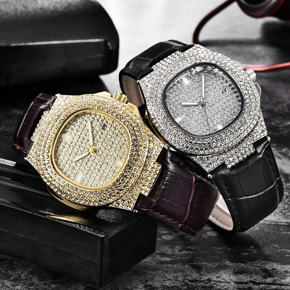 Diamond Brand Golden Watches For Men.